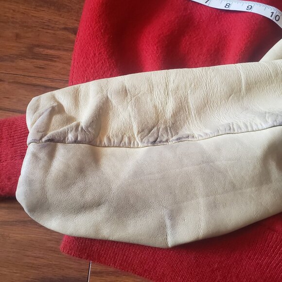 Vintage‎ DeLong Men's RED Lettermans Wool Leather Varsity Jacket USA Size 44 "M" - Picture 14 of 16